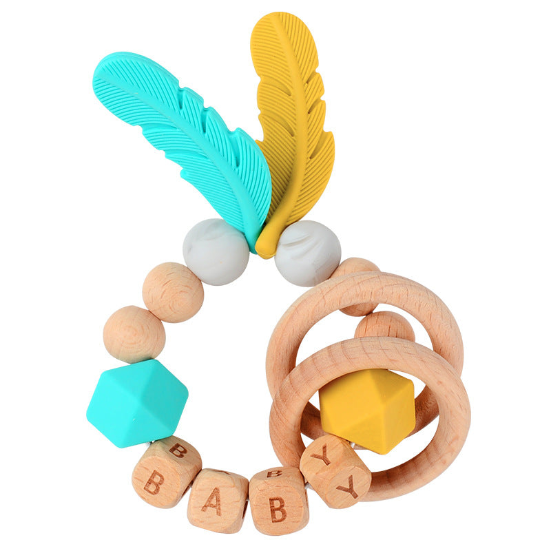 Wholesale Baby Wooden Teether Bracelet Rattle Silicone Bead Micro Stick TOY